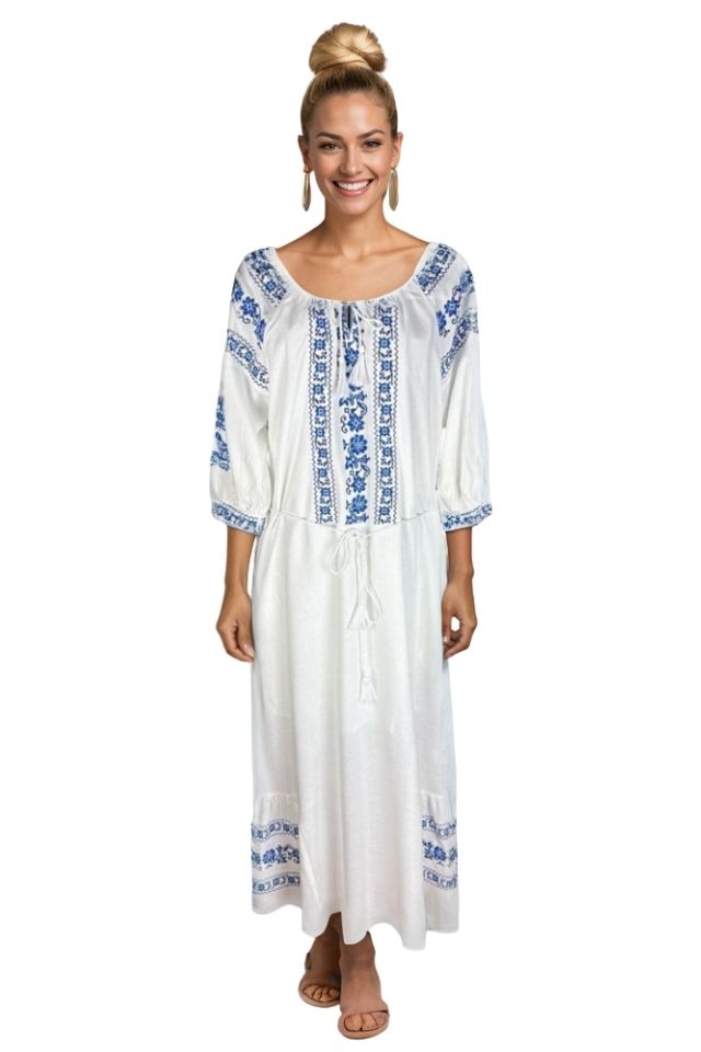 Rochie dama S25 alb/albastru