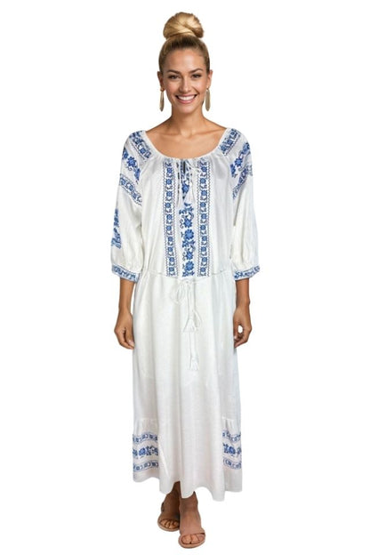 Rochie dama S25 alb/albastru
