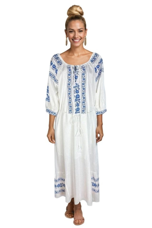 Rochie dama S25 alb/albastru
