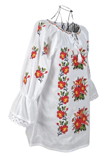 Bluza dama tip ie 024, alb fildes/galben