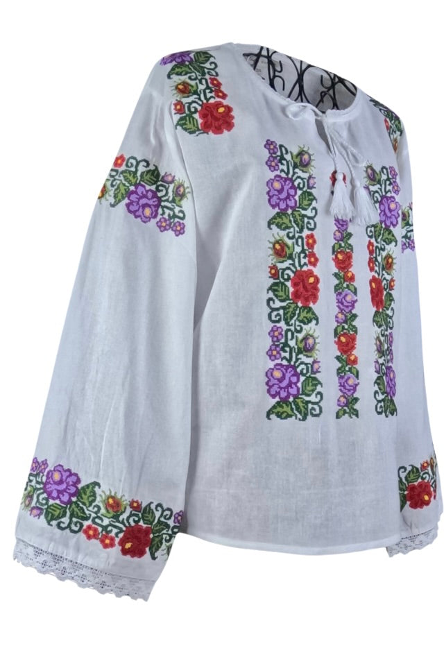 Bluza tip ie R24D, alb trandafir/mov