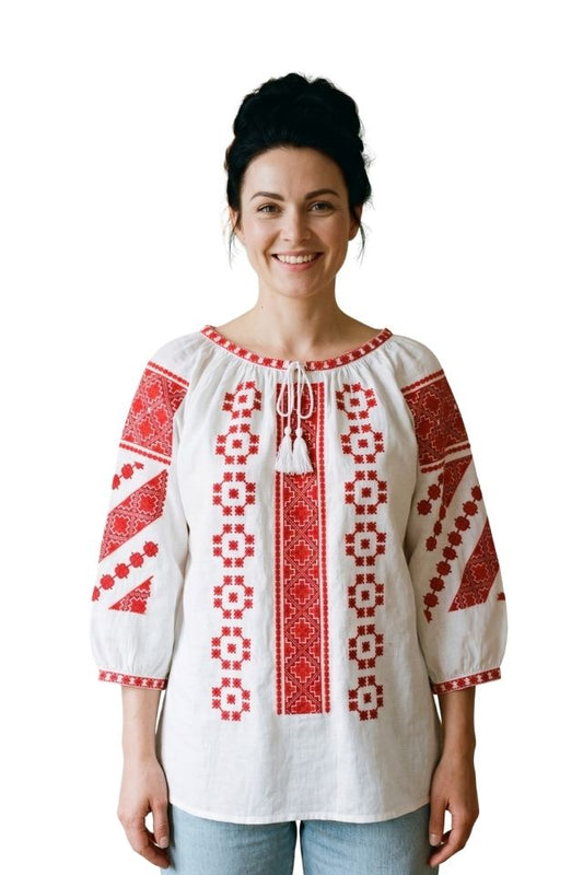 Bluza dama M26 alb/grena