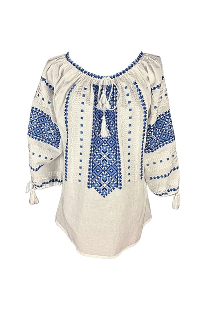 Bluza dama IL26 alb/albastru