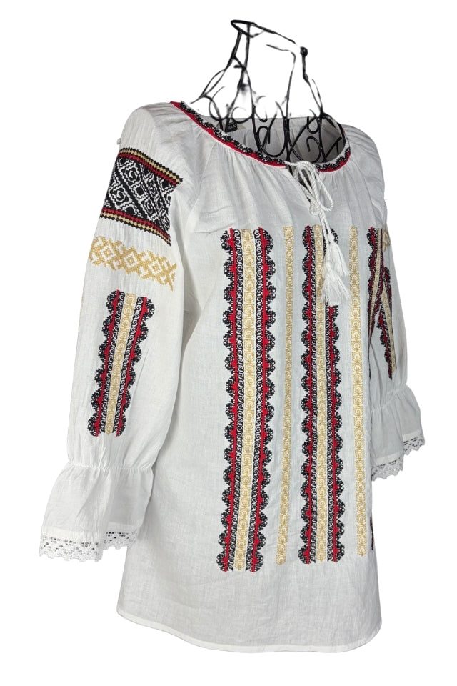 Bluza dama IU26 alb/rosu bordo