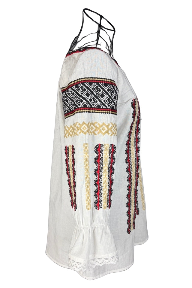 Bluza dama IU26 alb/rosu bordo