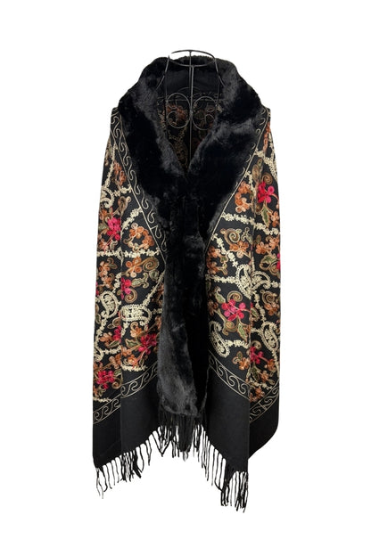 Fular dama tip poncho de lux negru
