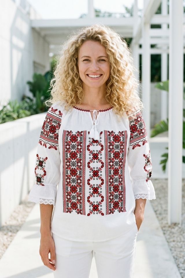 Bluza dama M26 alb/rosu