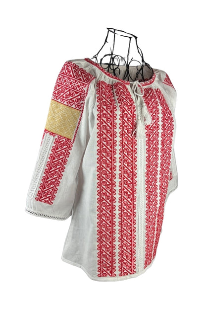 Bluza dama AU26 alb/rosu bordo
