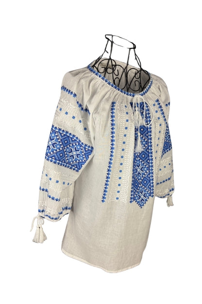 Bluza dama IL26 alb/albastru