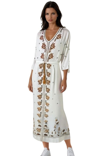 Rochie dama casual RL24, alb crystal/crem