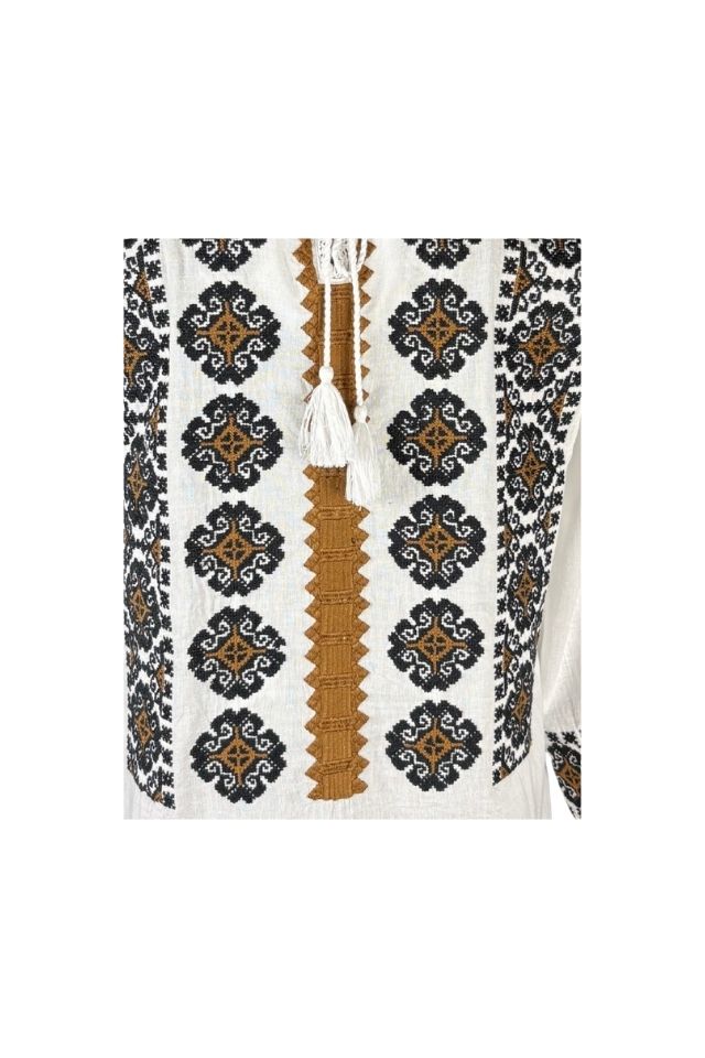 Bluza dama tip ie I26 alb/maro inchis