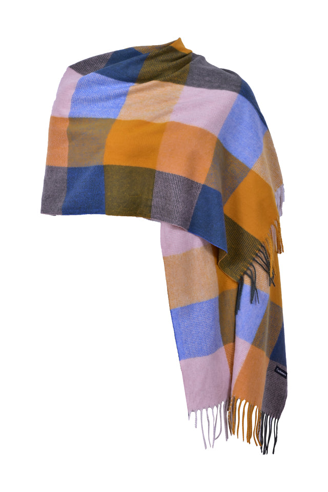 Fular casmir P unisex 4 , Dacali, albastru/galben
