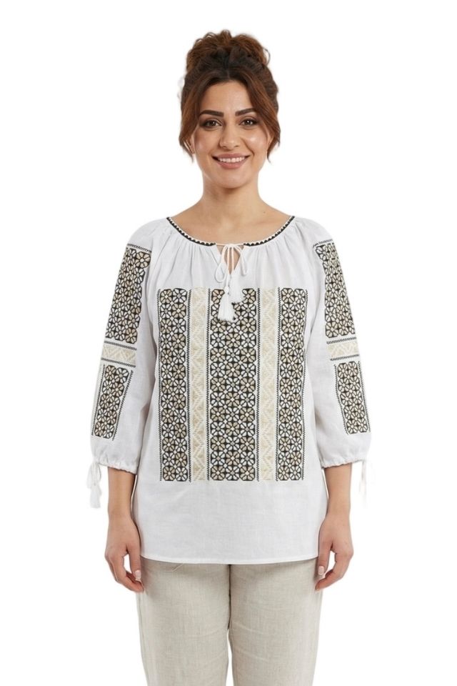Bluza dama A26 alb/bej
