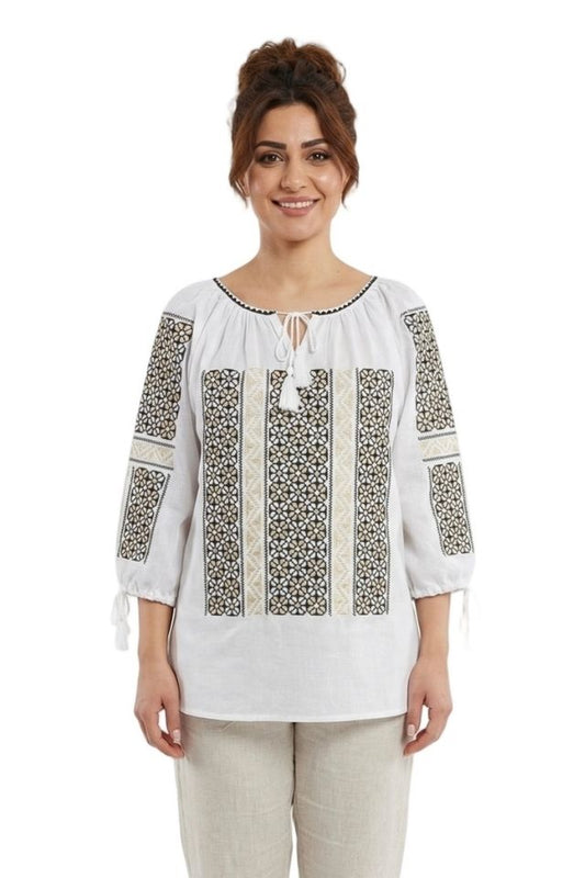 Bluza dama A26 alb/bej