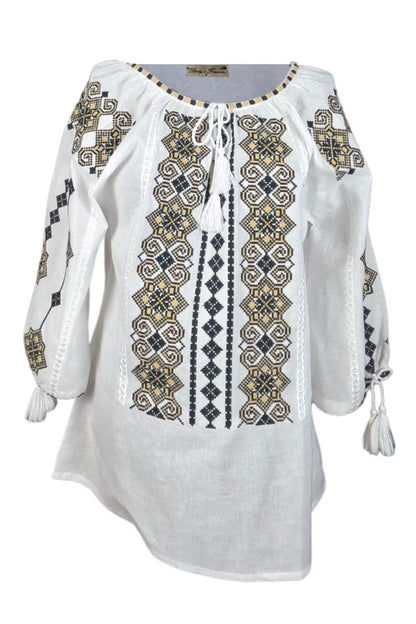 Bluza dama tip ie 024, alb crystal/bej