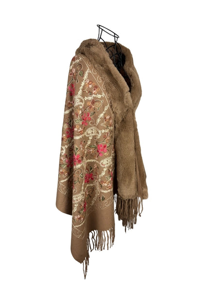 Fular dama tip poncho de lux maro deschis