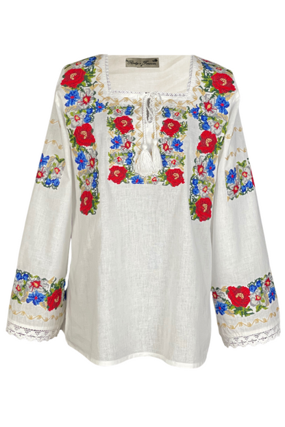 Bluza tip ie dama B23, alb cocos/gri
