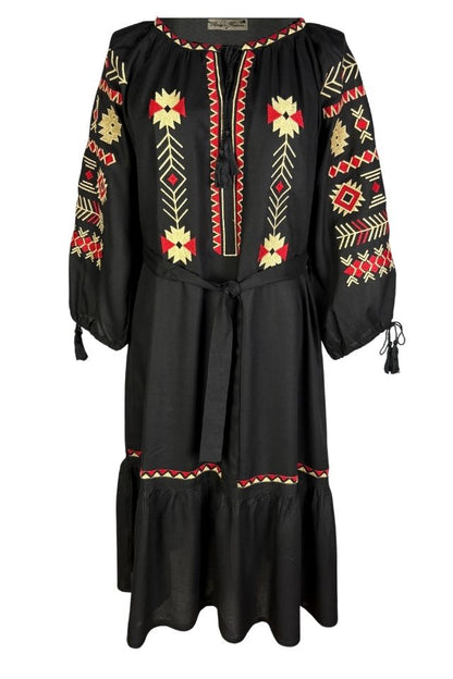 Rochie traditionala dama R25 negru/rosu