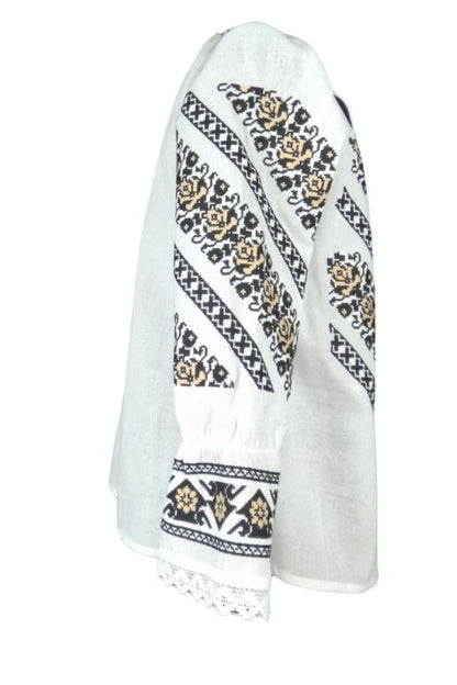 Bluza dama tip ie D24, alb/maro
