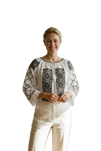 Bluza dama M26 alb/negru mat