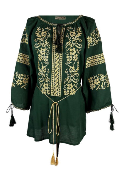 Bluza tip ie dama R24, verde/auriu