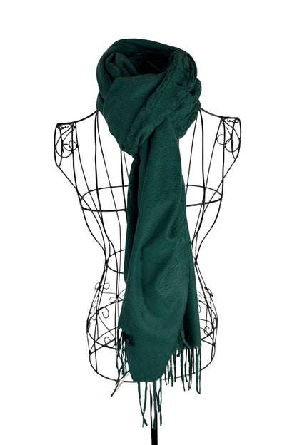 Fular dama de lux brodat uni verde