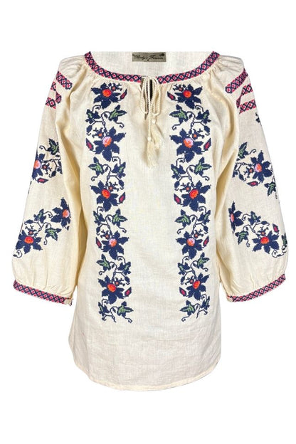 Bluza dama tip ie R256  bej/albastru