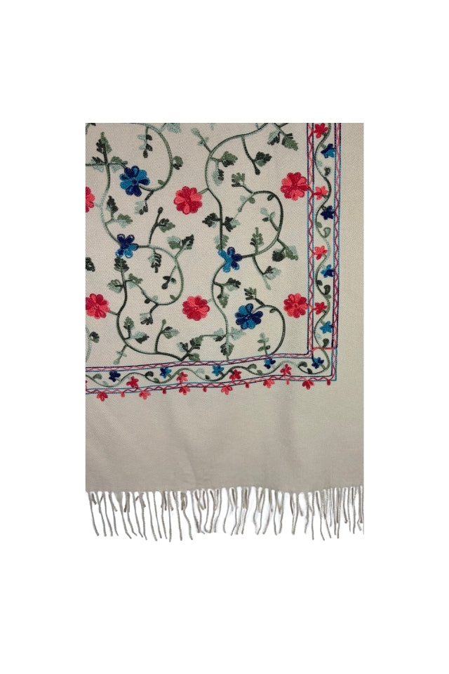 Fular dama de lux brodat colorat crem