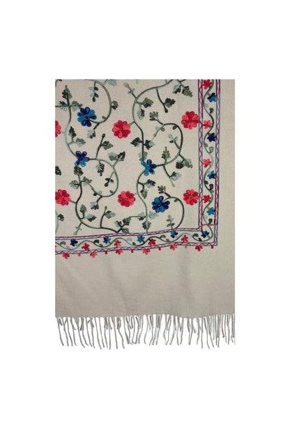 Fular dama de lux brodat colorat crem