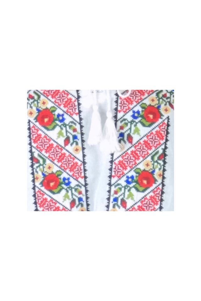 Bluza tip ie traditionala dama DEC, alb/rosu