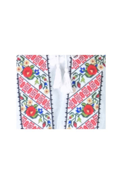 Bluza tip ie traditionala dama DEC, alb/rosu
