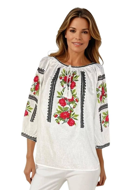 Bluza dama tip ie 257 alb/roz