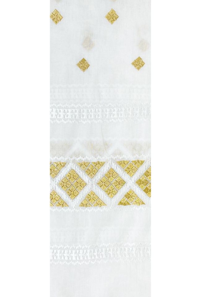 Marama traditionala dama MCP alb/galben