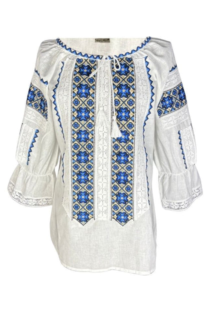Bluza dama RFN 2 alb/albastru