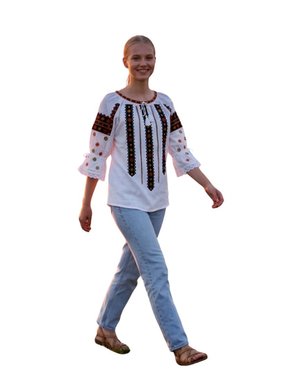 Bluza dama 2IU26 alb/portocaliu