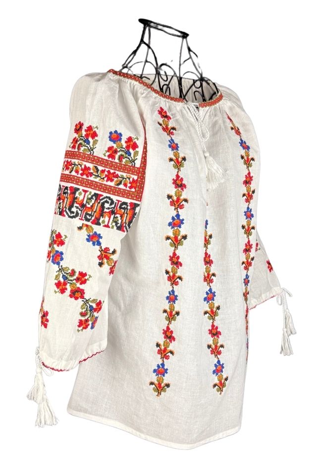 Bluza dama tip ie R25 alb/albastru