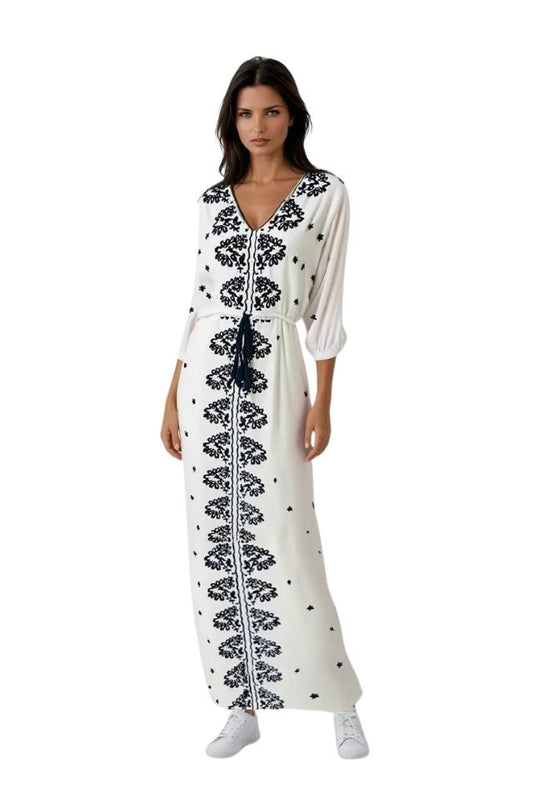 Rochie dama casual RL24, alb/gri