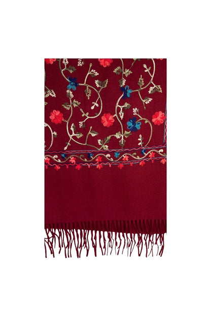 Fular dama de lux brodat colorat rosu