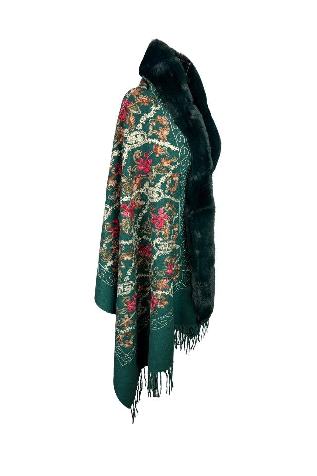 Fular dama tip poncho de lux verde