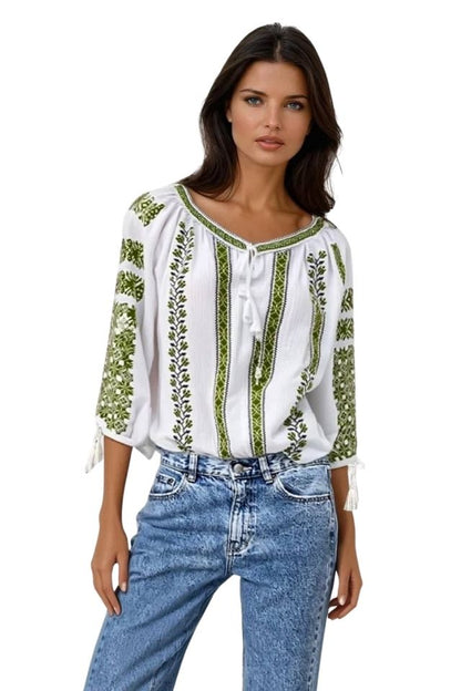 Bluza dama RA25 alb/verde
