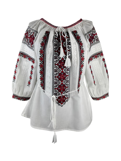 Bluza dama AU26 alb/rosu