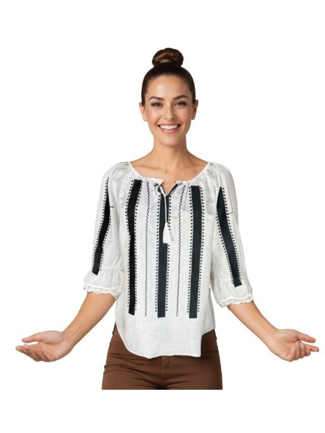 Bluza dama RFN 2 alb/negru mahon