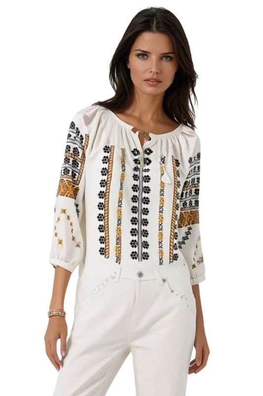 Bluza tip ie dama R25 alb/gri