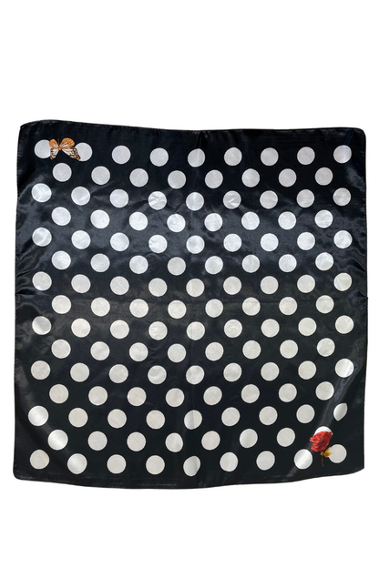 Esarfa dama cu buline, Dacali, negru/alb, 60x60 cm