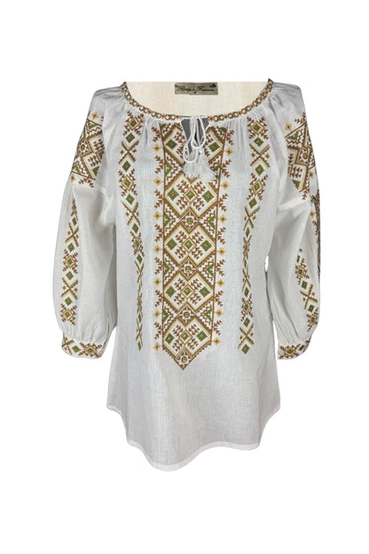 Bluza dama IL26 alb/maro
