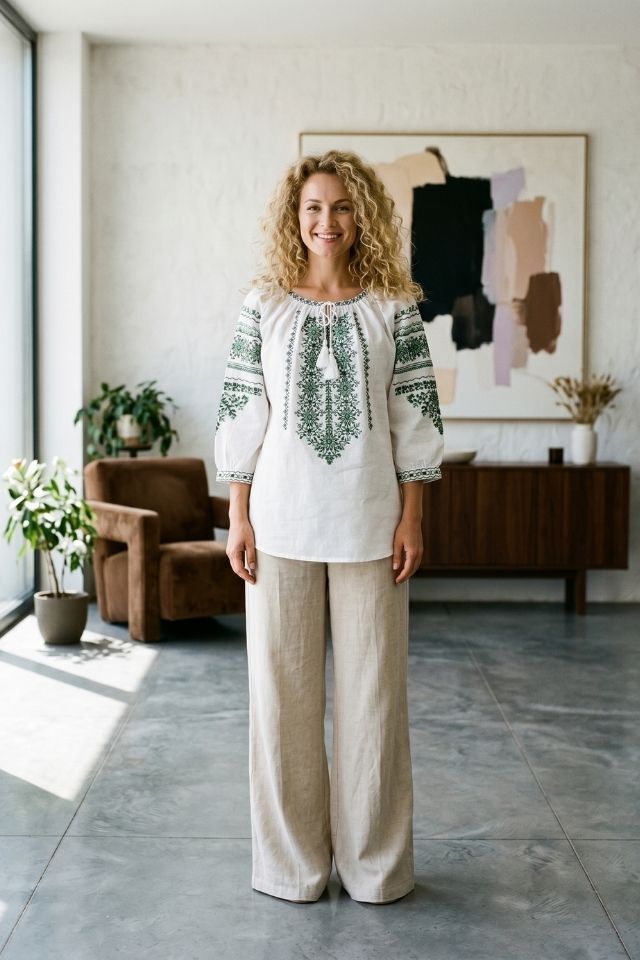 Bluza dama M26 alb/verde