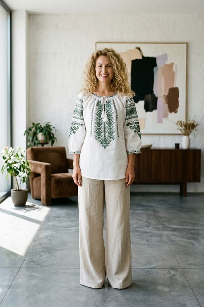 Bluza dama M26 alb/verde