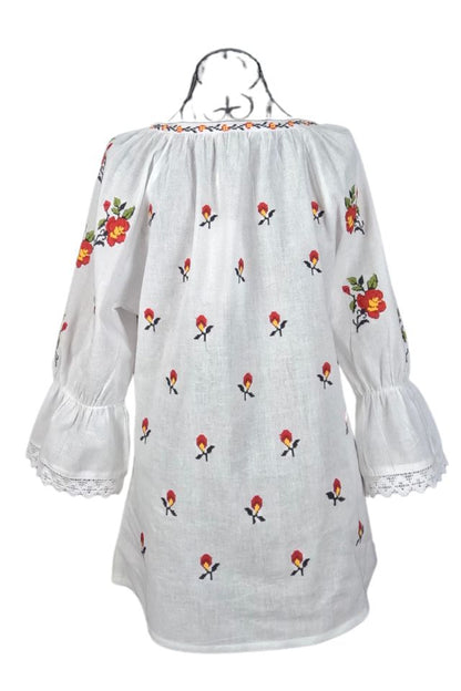 Bluza dama tip ie 024, alb fildes/galben
