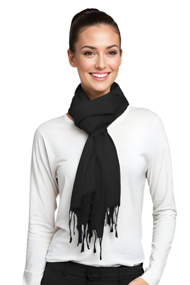 Esarfa tip sal din casmir, negru