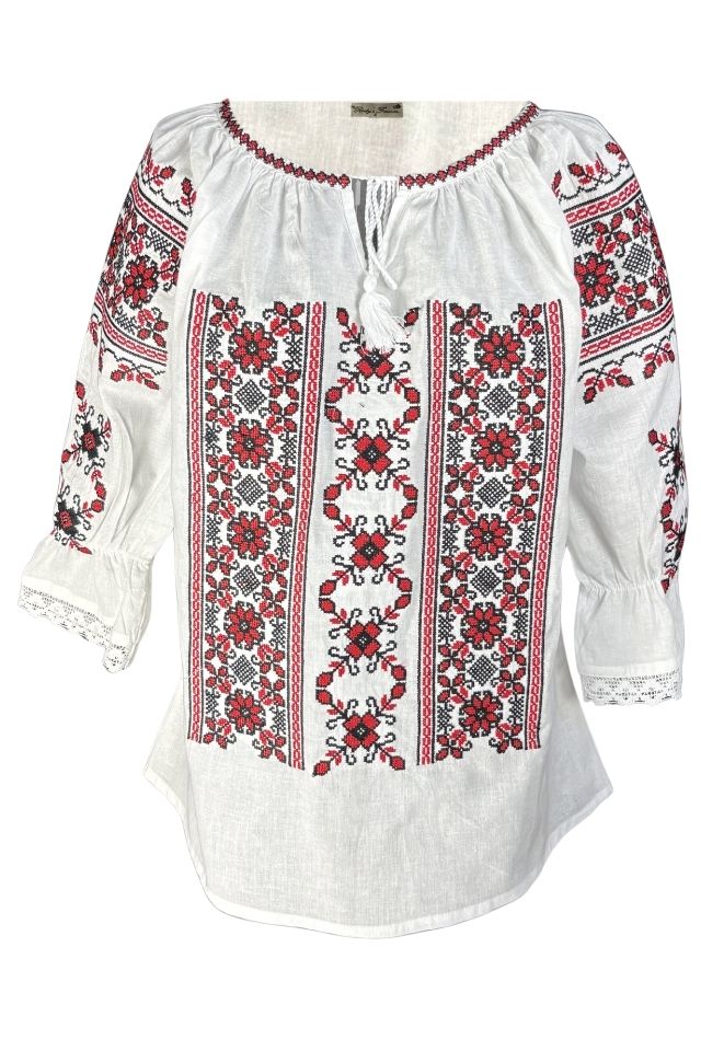 Bluza dama M26 alb/rosu